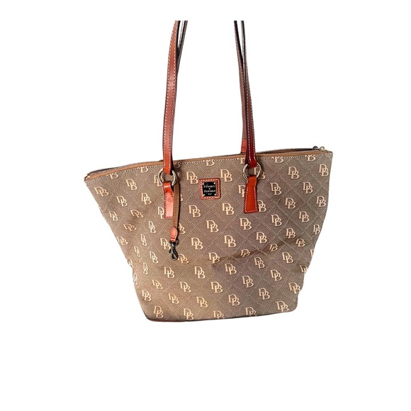 Dooney & Bourke Handbags - Dooney & Bourke Tan and Brown Monogram Tote